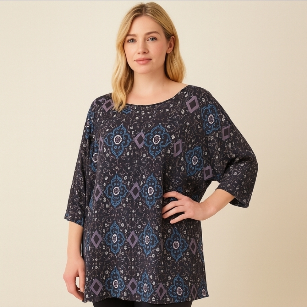 LOVE & LEGEND 𝅺Short Sleeve Blouse Blue Floral 18